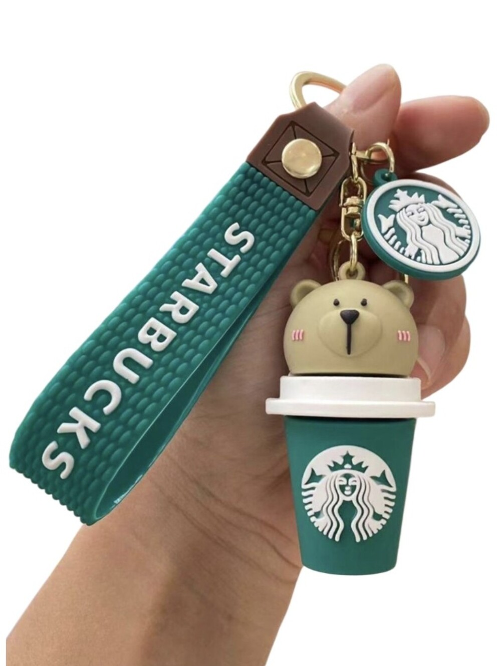 Starbucks Green Bear Cup Kids Keychain Wristlet
